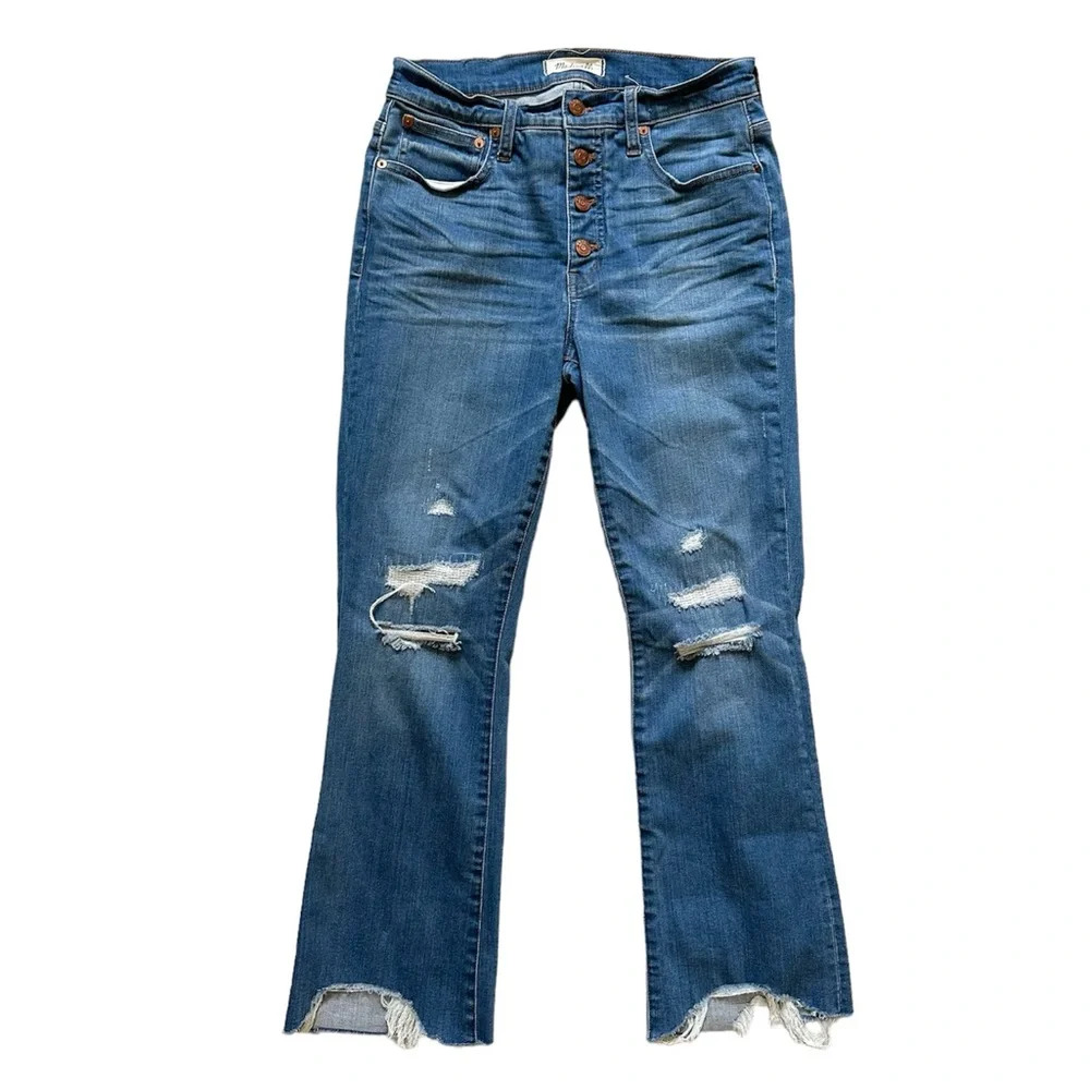 Madewell Cali Demi Boot Denim Jeans Distressed‎ Size 27